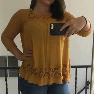 Mustard yellow lace shirt